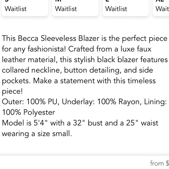 Becca Sleeveless Blazer - Picture 4 of 7